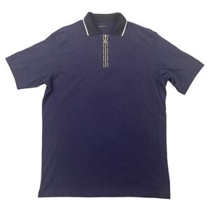 Bogner Active Polo Shirt Mens 42 Large Navy Blue Quarter Zip Short Sleeve